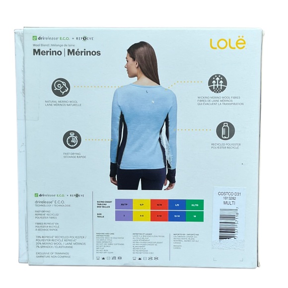 NEW Lole Merino Wool Blend Base Layer Top - Picture 3 of 9